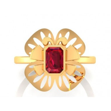 22K Gold Butterfly with Red Beryl look zircon stone Ring